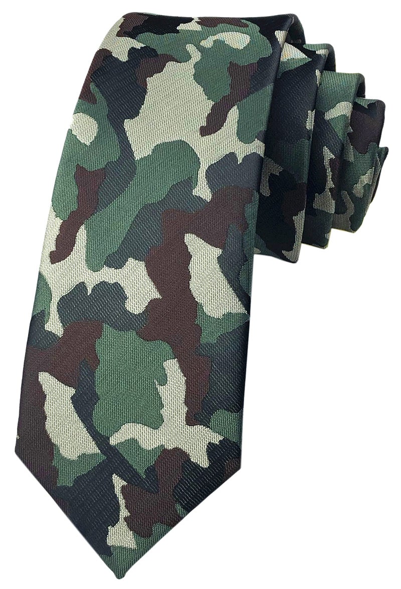 Ctskyte Slim Silk Necktie for Men Woven Jacquard Patterned Business Wedding Skinny Ties (Camouflage, One Size) - Image 5